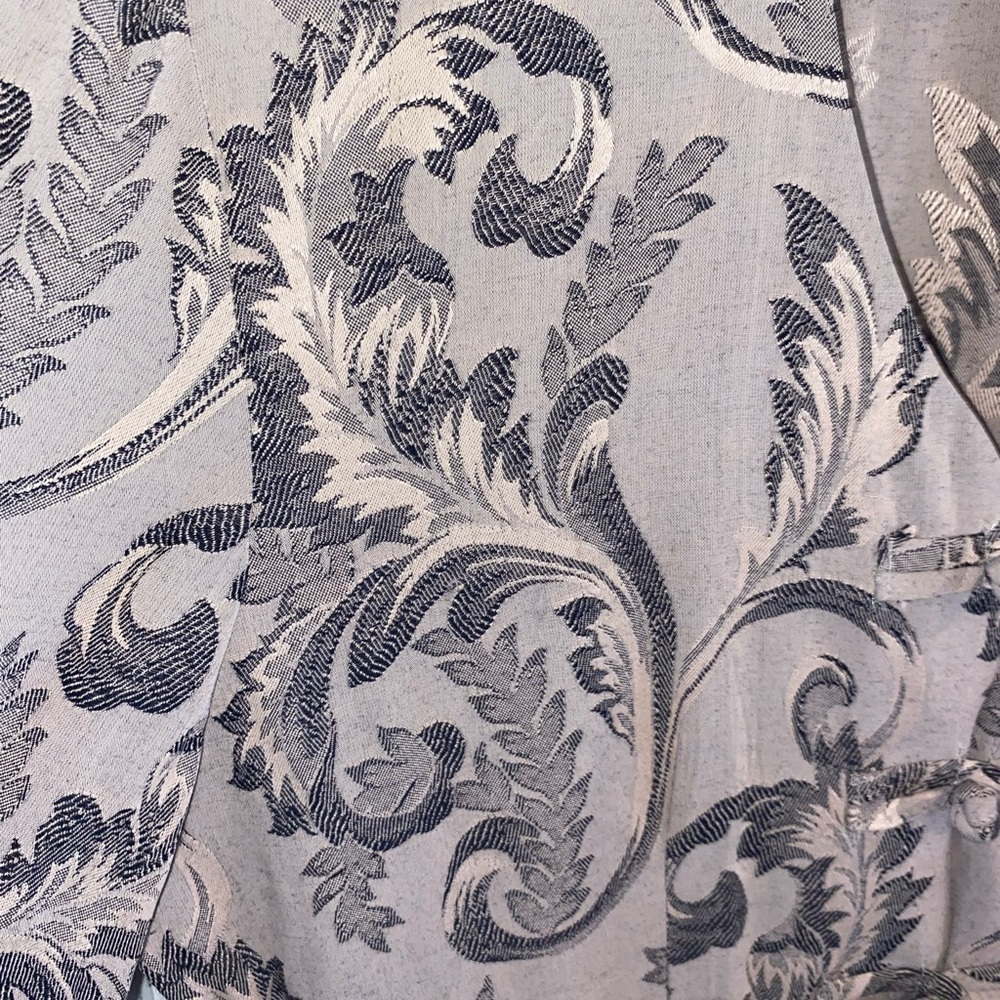 vintage 90s Scarlet tunic blouse beige black taupe damask Mandarin closure - Picture 12 of 13